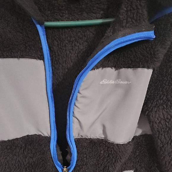Eddie Bauer Black Fleece Jacket with Blue Zipper M 10/12 - Picture 7 of 7